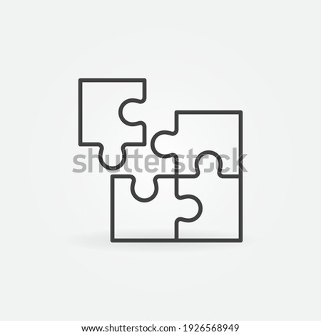 Four parts Puzzle vector concept icon or symbol in thin line style