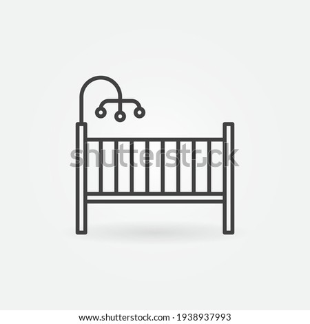 Cot or Infant Bed vector concept icon or symbol in thin line style