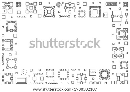 Blockchain Technology concept minimal outline frame with empty space. Vector horizontal illustration