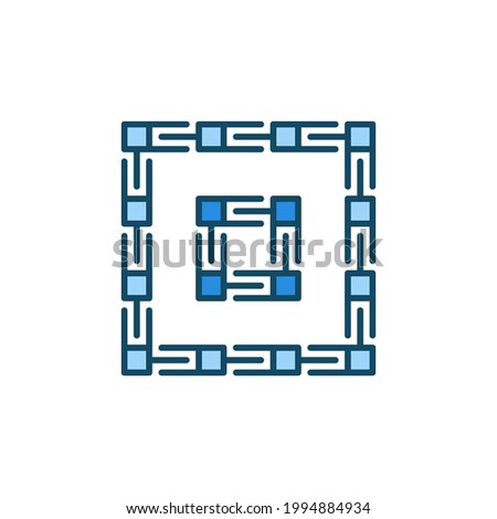 Blockchain blue icon - Vector Block Chain concept sign or logo element