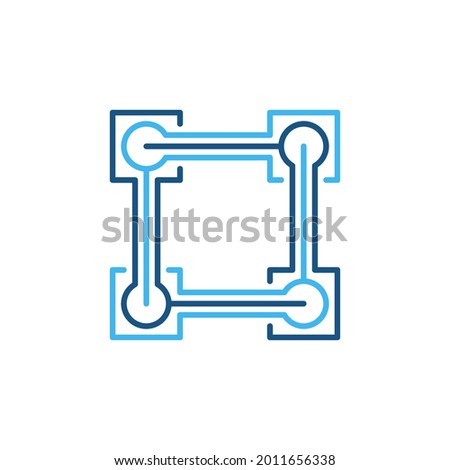 Blockchain Technology concept blue modern icon or logo element