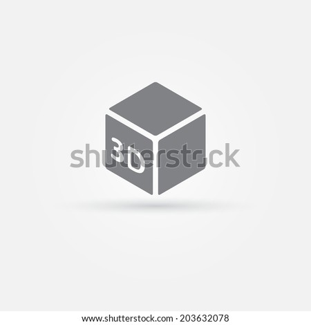 3D Print vector icon - 3d cube Printing symbol