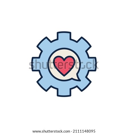 Gear with Speech Bubble and Heart vector concept colored icon or symbol