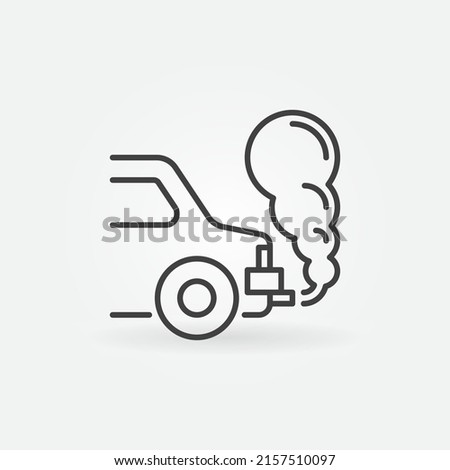 Vehicle Pollution icon. Car Emitting Exhaust Fumes vector thin line symbol or design element