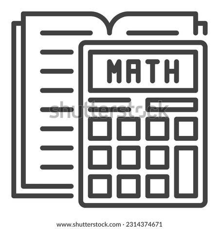 Book and Calculator vector Math concept icon or symbol in outline style