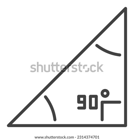 Right Triangle vector Maths 90 degree angle concept icon or sign in thin line style