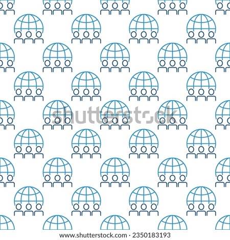 People with Earth Globe vector concept outline seamless pattern