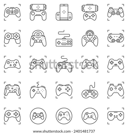 Gamepad outline icons set - Game Controller for Gamer concept Console Gaming symbols collection