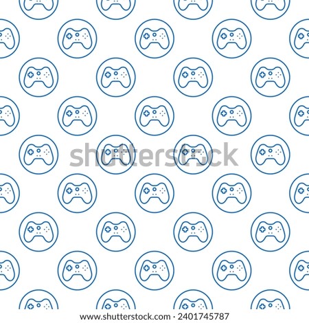 Game Controller inside Circle vector Gamepad concept seamless pattern in outline style