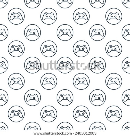 Gamepad in Circle vector Gaming Device concept seamless pattern in thin line style