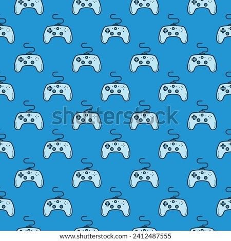 Computer Gamepad vector Gamer Controlling Device concept blue modern seamless pattern