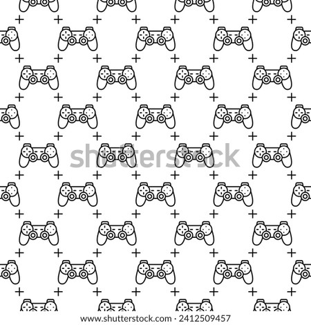 Gamepad vector Videogames Controller concept seamless pattern in thin line style