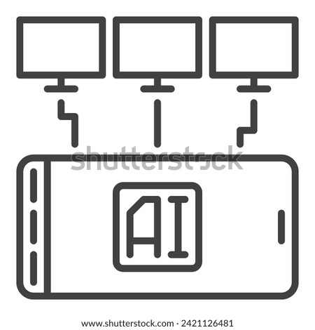 Computers with Artificial Intelligence Smartphone vector AI Technology concept outline icon or design element