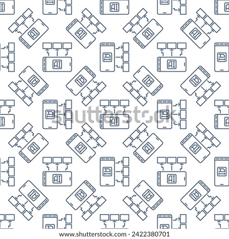 Computers with Artificial Intelligence Smartphone vector AI Technology concept outline seamless pattern