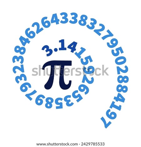 3.14 Pi Science Spiral with digits vector Mathematics concept illustration. Math background