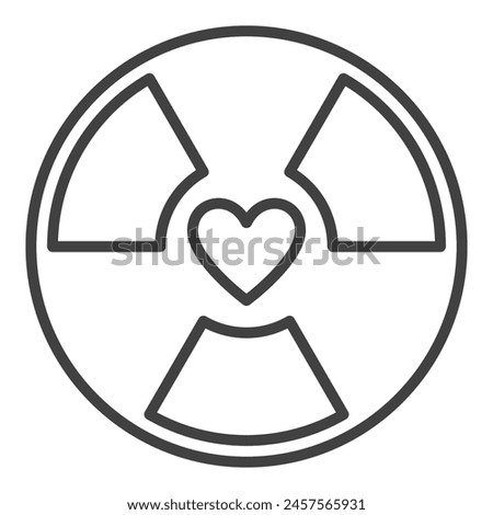 Heart with Radiation vector Radioactive concept icon or symbol in outline style