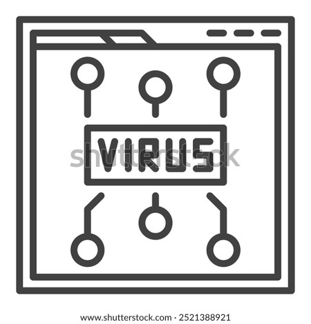 Web Browser with Virus vector concept outline icon or symbol