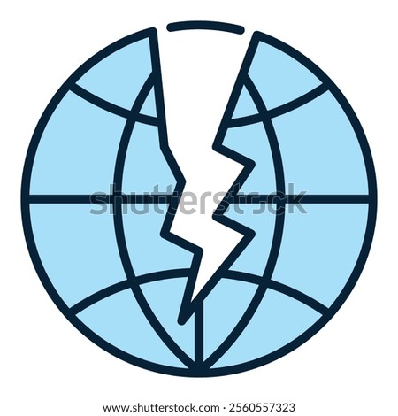 Crack on Earth Globe vector Multipolarity and Crisis concept blue icon or design element