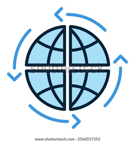 Earth Globe with Arrows vector Multipolarity concept blue icon or design element