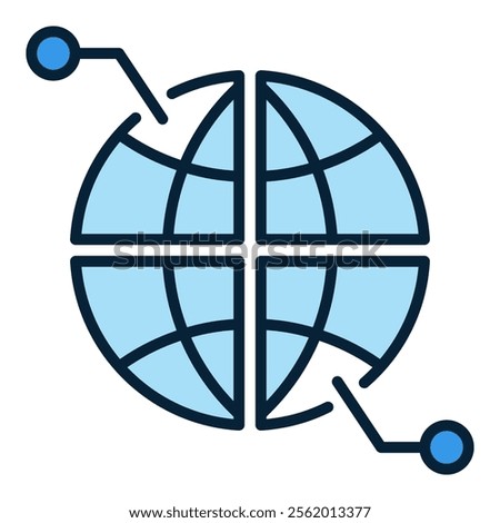 Earth Globe Multipolarity vector concept minimal blue icon or design element