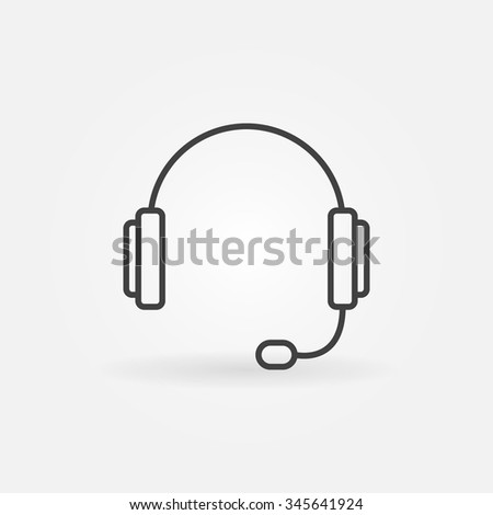 Customer Service icon or logo - vector outline headset sign