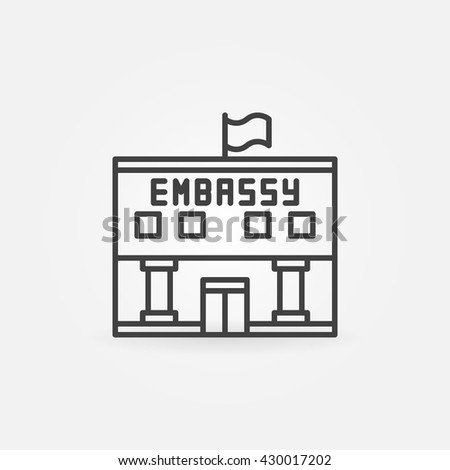 Embassy linear icon - vector government building symbol or sign in thin line style