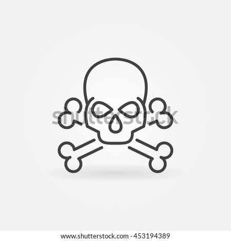 Skull linear icon. Vector thin line crossbones symbol or logo element in thin line style