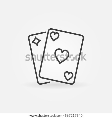 Pair of playing cards icon. Vector minimal poker or blackjack symbol or logo element in thin line style