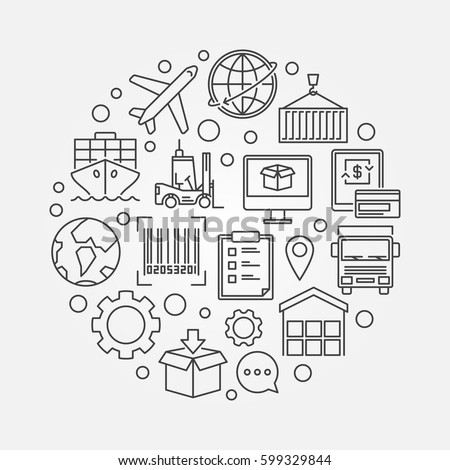 Worldwide logistics thin line illustration. Vector simple shipping and delivery sign made with outline logistic icons