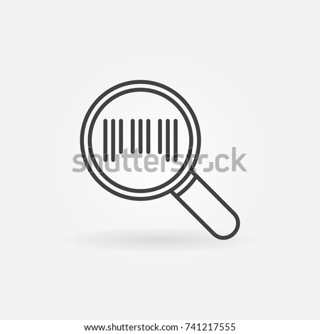 Barcode in magnifying glass icon or symbol in thin line style