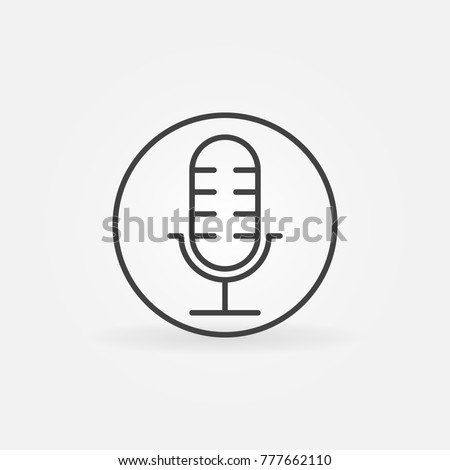 Microphone in circle simple vector mic icon or symbol 