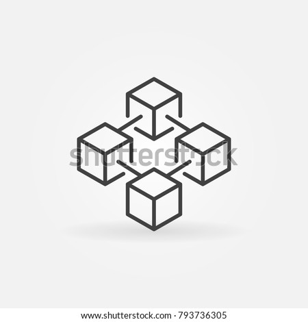 Blockchain vector concept icon or design element in thin line style