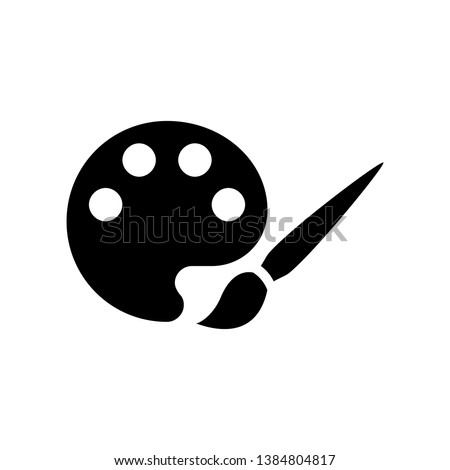 Painter palette and paint brush icon vector Stok fotoğraf © 