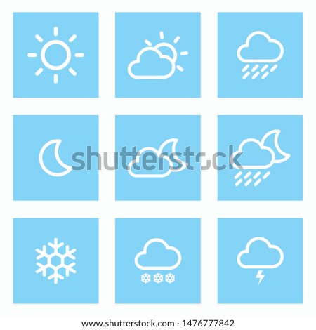 Set of weather vector line icons