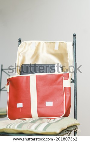 Laptop in red bag