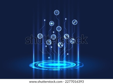 Technology circle that is leading the smart technology in the world of the Internet that helps businesses to operate conveniently and quickly. and grow and expand all over the world