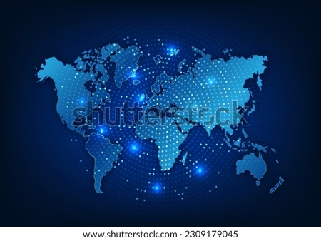 World map technology background High-speed internet network connection that covers the whole world It is a technology that helps in transmitting information, communicating, doing business more conveni