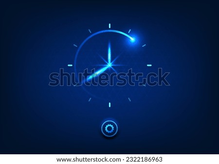 watch dial screen technology background Used to indicate time and measure time. The background uses geometric shapes with cogs below. Focused on the dark blue tone. Suitable for use as a monitor