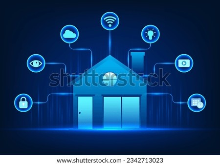 Smart home technology It is a home control system with a variety of technologies used in home automation control systems. by the image of the house with lines connected to the icon