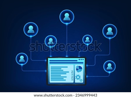 Long distance communication technology via the Internet which is used both to talk and send business information through devices Vector illustration of devices connected icon.