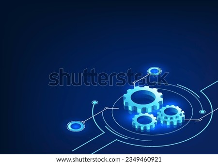 Gear technology gears stacked on technology circle It conveys the development of technology that helps the well-being of people and the world's economy to grow rapidly. It's a vector illustration.