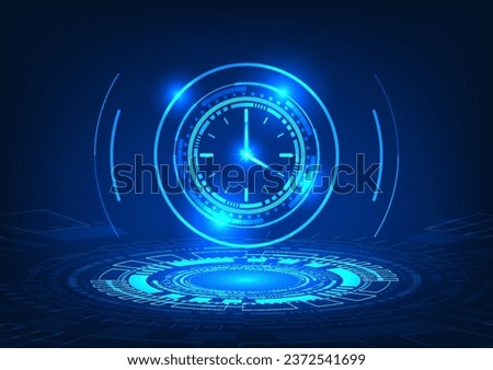 Time technology A technological circle that projects the clock in the form of a holographic image. It refers to technology being developed at a rapid pace to respond to humans.