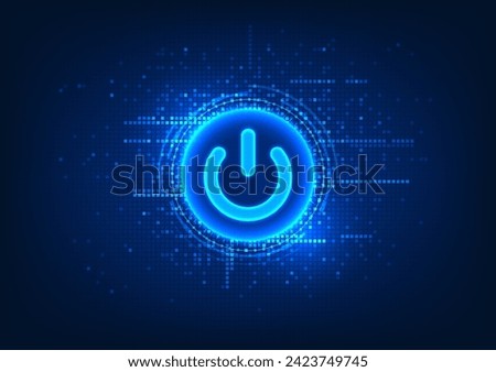 Background Technology smart technology power button The light emitted by the button Entering the world of technology Start button with surrounding light, Vector illustration