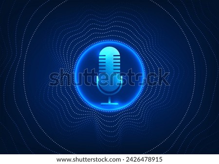 Microphone technology background, microphone on circular side, dot pattern. Device concept receives sound and converts it into an electrical signal. to record or amplify sound