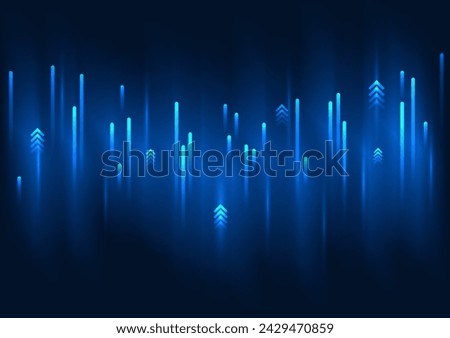 Big data technology background, rising data lines It represents the transmission of a huge amount of data into the digital technology system. Vector illustration