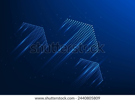 Abstract background, arrow rising like dots at high speed. Shows the development of a business organization that is growing rapidly.