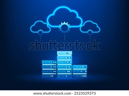 Cloud Technology Background, Cloud-connected servers, representing efficient data storage and collaboration in the digital age.