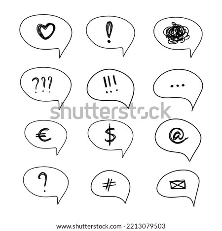 Chat icon. Different icon doodle isolated on white background. Geometric shape, illustration symbol. Vector illustration.