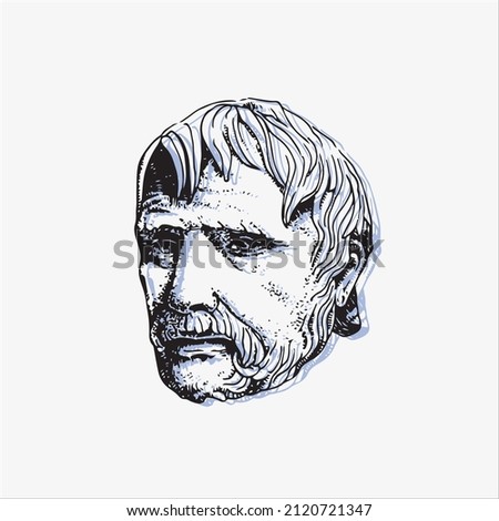 Seneca. Vector graphic portrait. Ancient Roman philosopher.