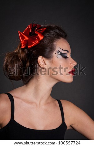 beautiful elegant woman with fashion makeup